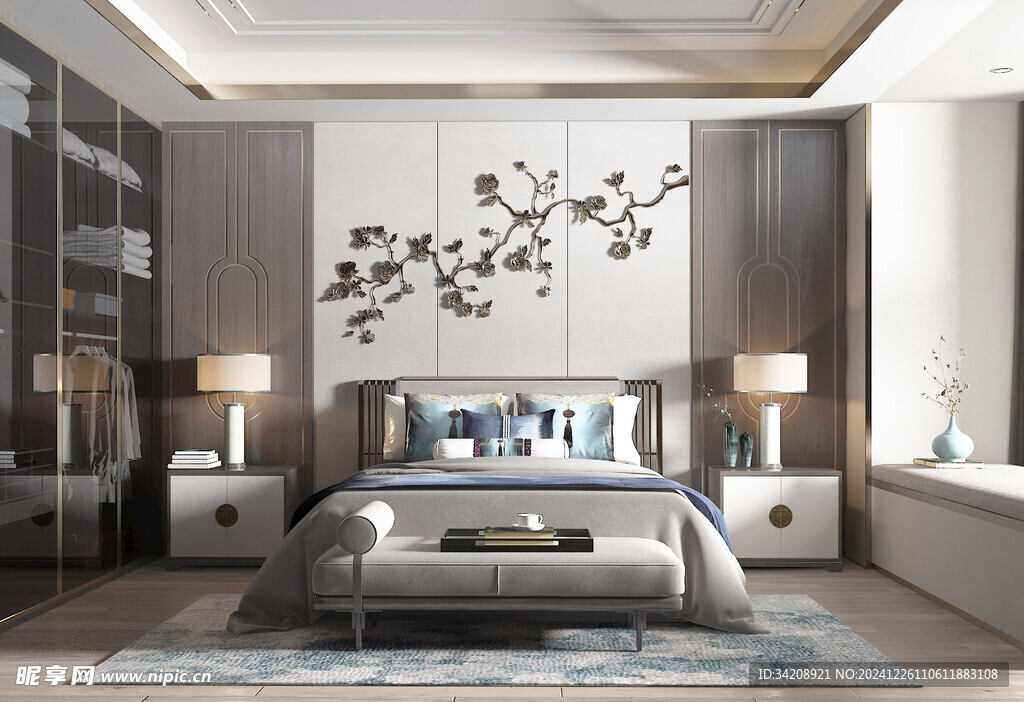 中复古式卧室空间极简现代简约风