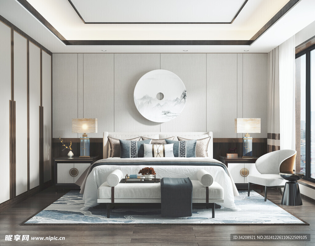 中复古式卧室空间极简现代简约风