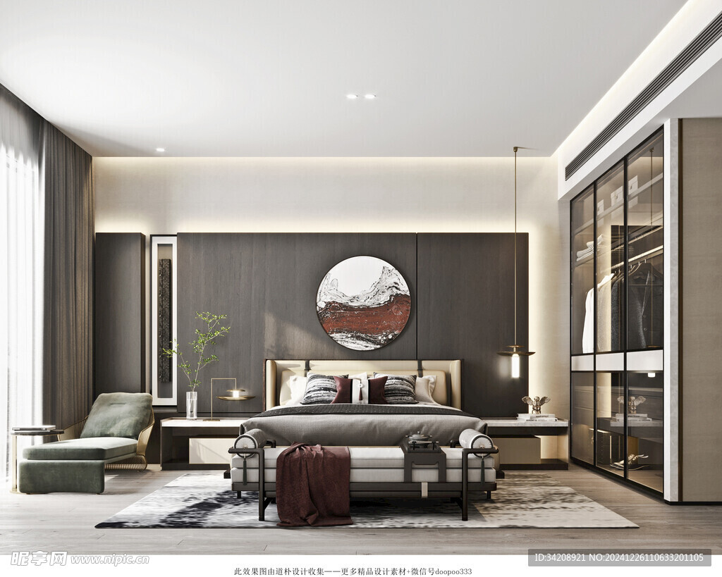 中复古式卧室空间极简现代简约风