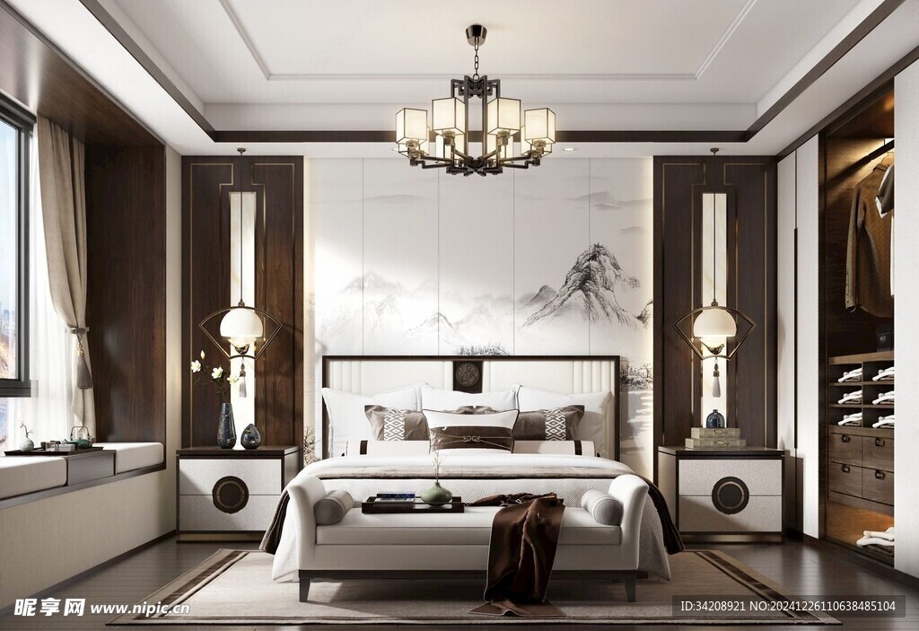 中复古式卧室空间极简现代简约风