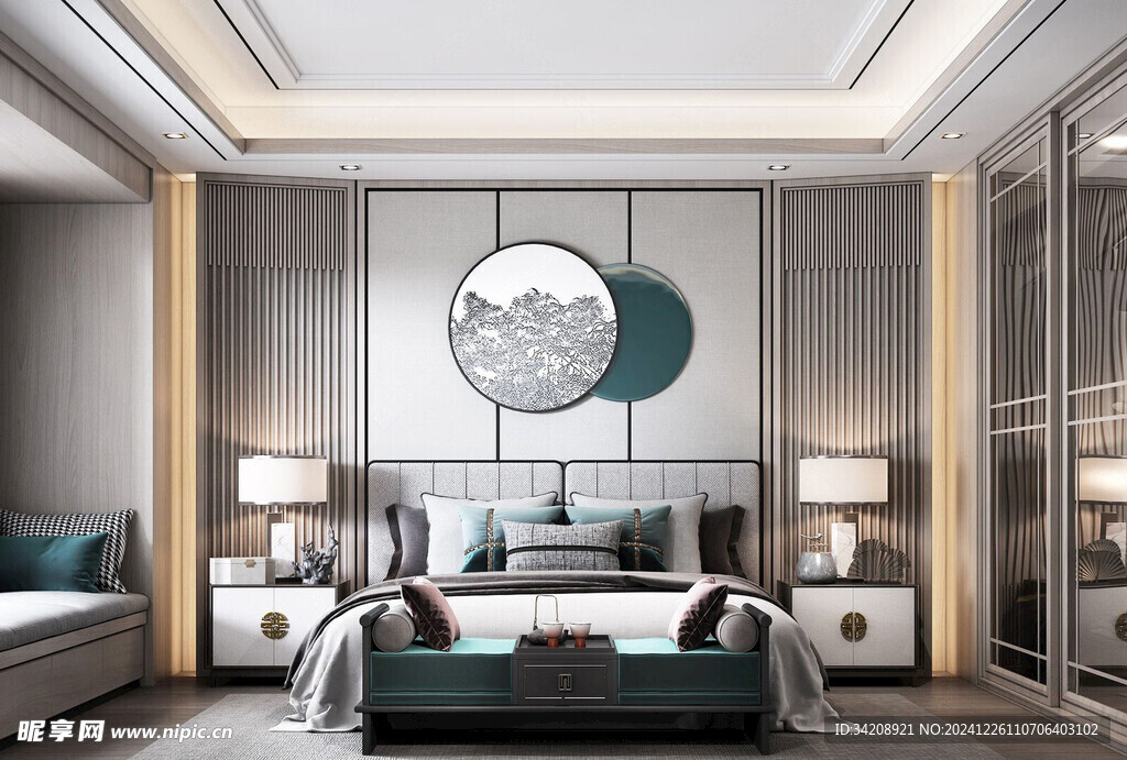 中复古式卧室空间极简现代简约风