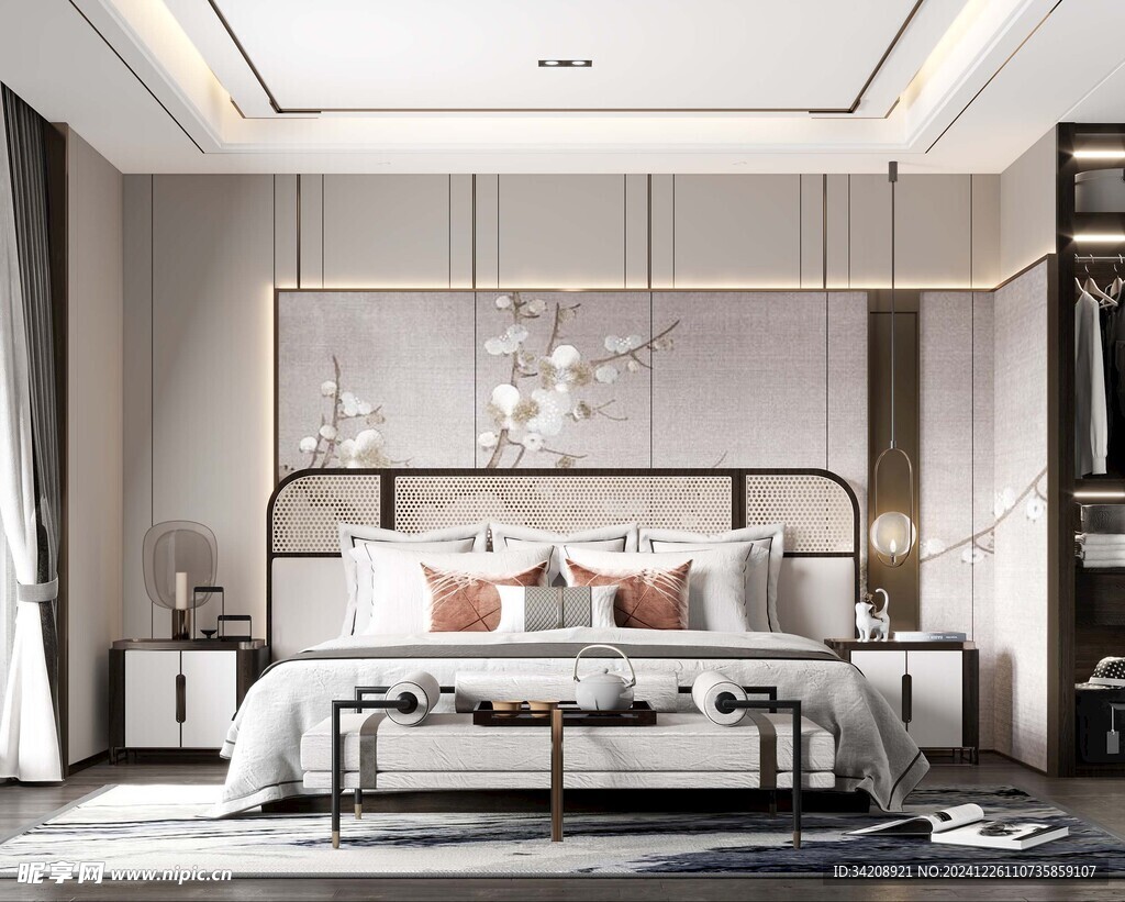 中复古式卧室空间极简现代简约风