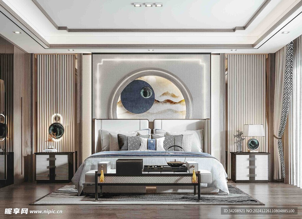 中复古式卧室空间极简现代简约风