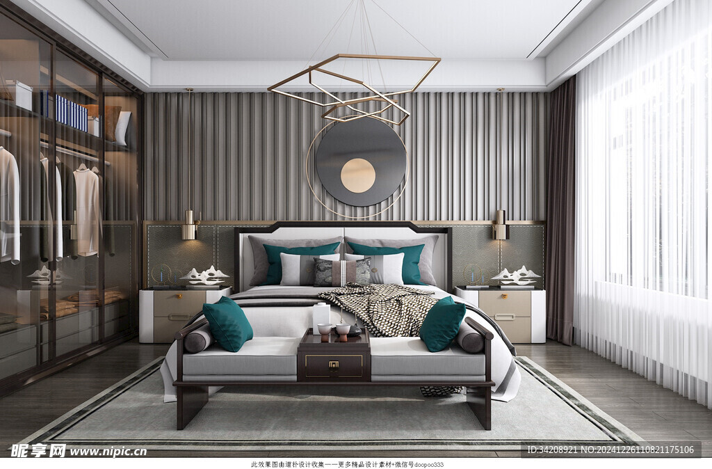 中复古式卧室空间极简现代简约风