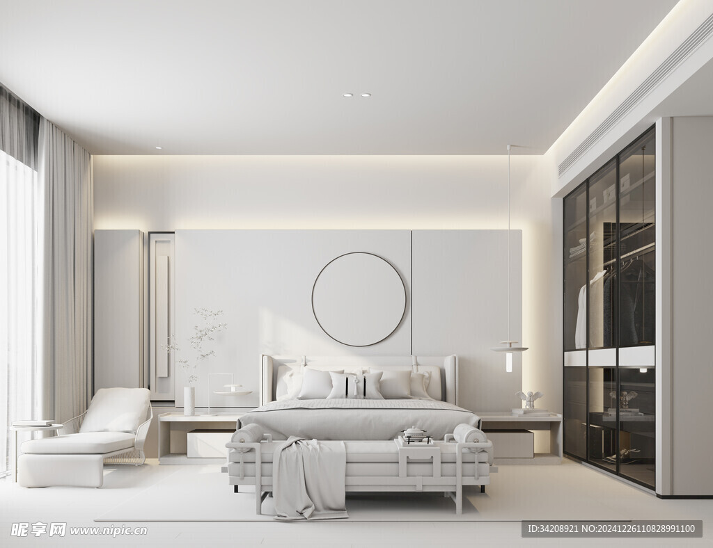 中复古式卧室空间极简现代简约风