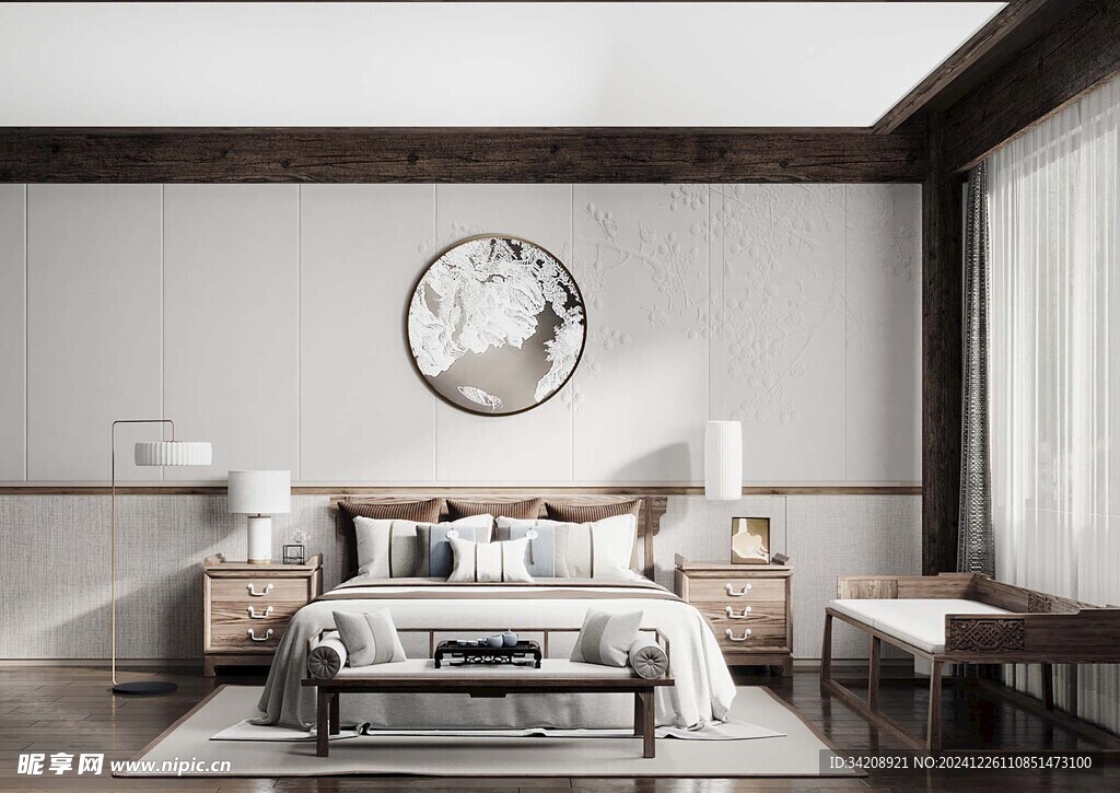 中复古式卧室空间极简现代简约风