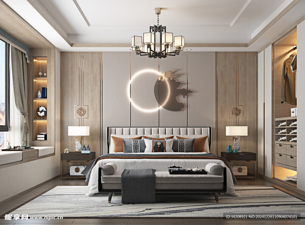 中复古式卧室空间极简现代简约风