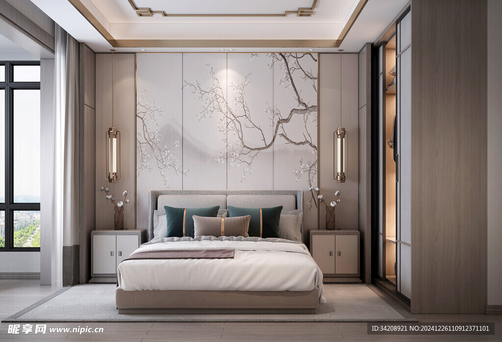 中复古式卧室空间极简现代简约风