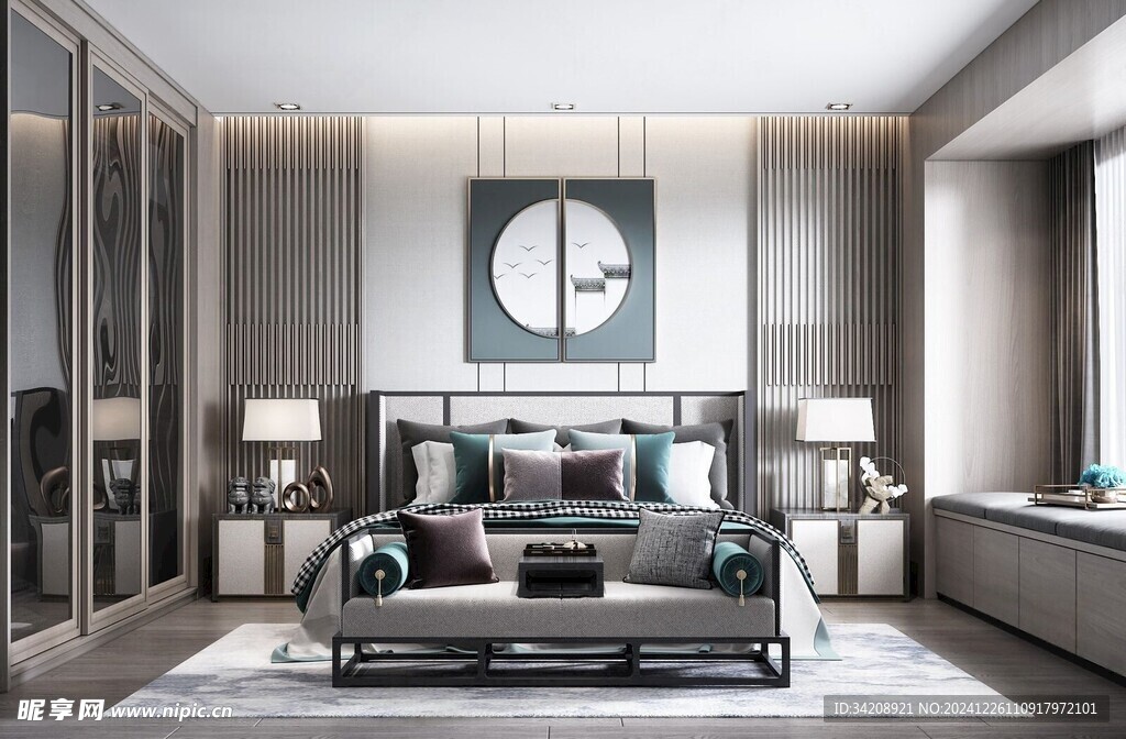 中复古式卧室空间极简现代简约风