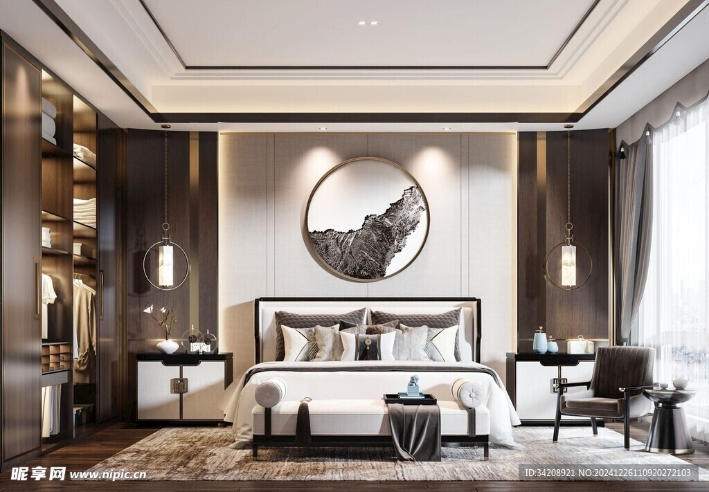 中复古式卧室空间极简现代简约风