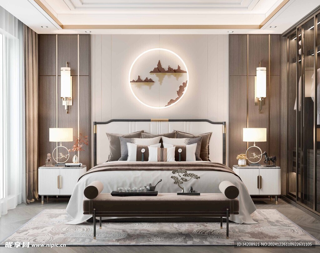 中复古式卧室空间极简现代简约风