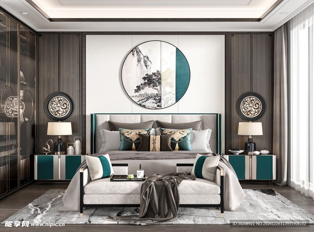 中复古式卧室空间极简现代简约风