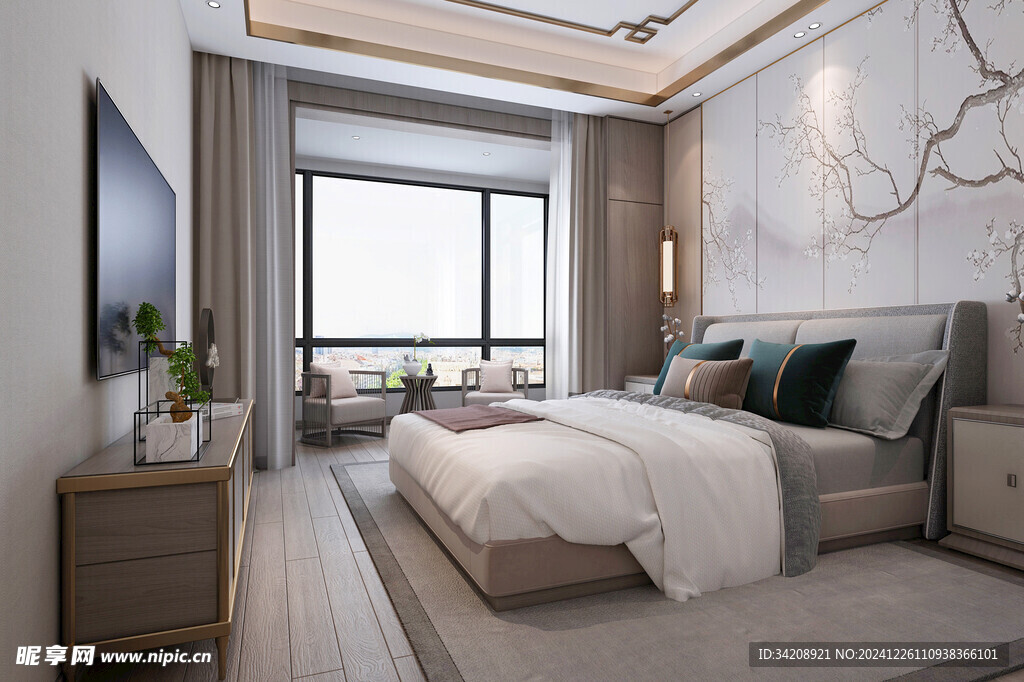 中复古式卧室空间极简现代简约风