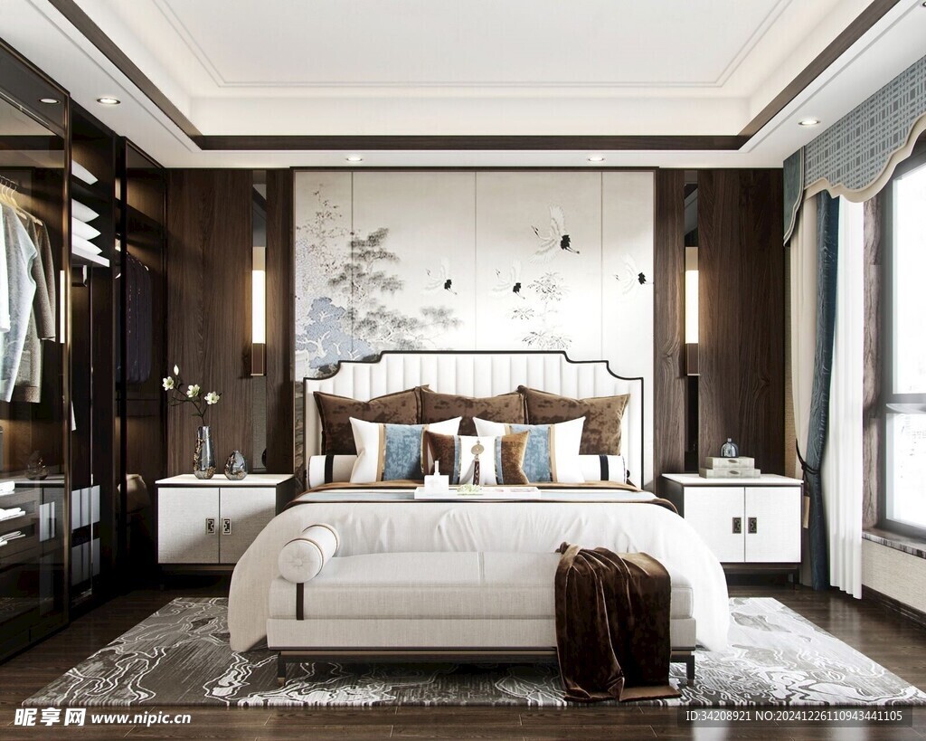 中复古式卧室空间极简现代简约风