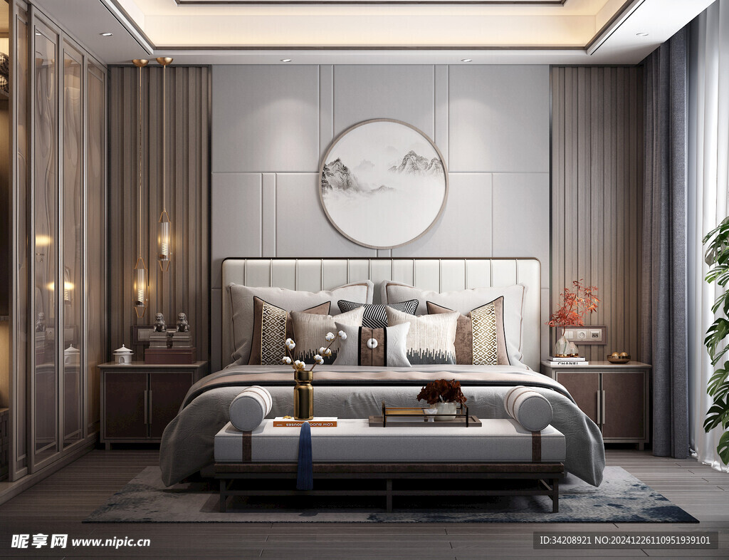 中复古式卧室空间极简现代简约风