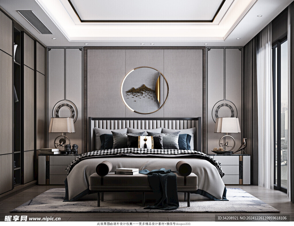 中复古式卧室空间极简现代简约风