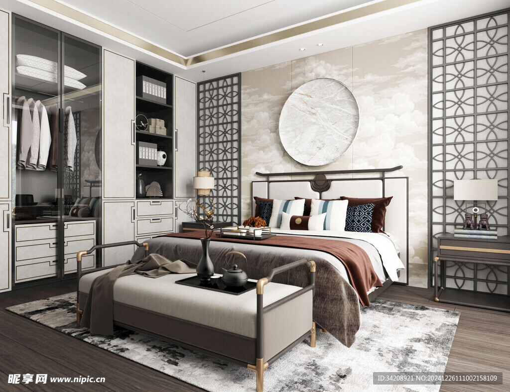 中复古式卧室空间极简现代简约风