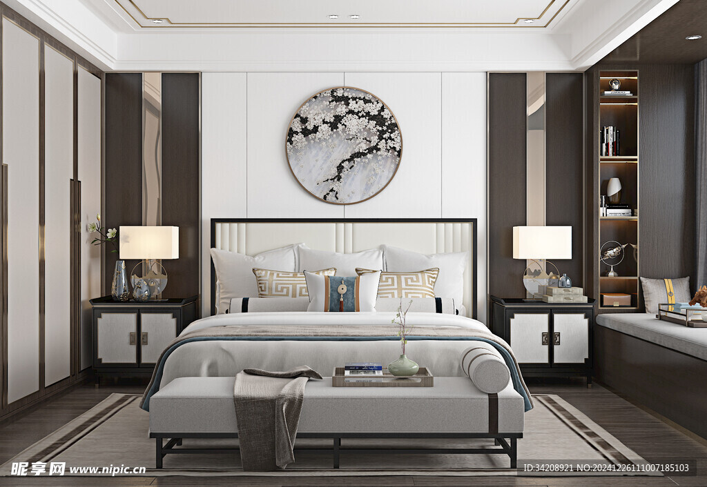 中复古式卧室空间极简现代简约风