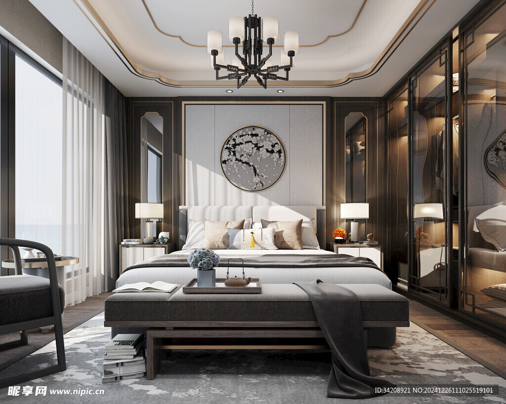 中复古式卧室空间极简现代简约风