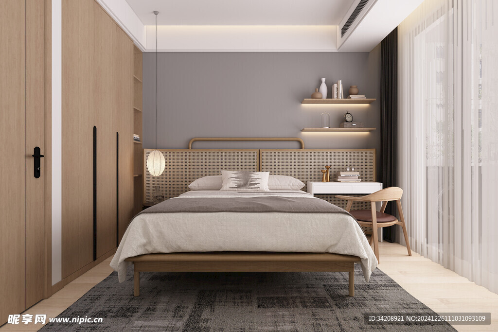 中复古式卧室空间极简现代简约风