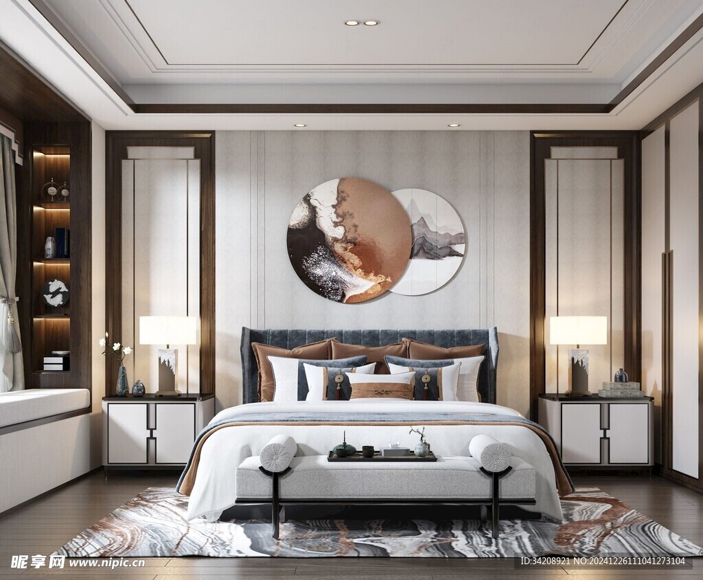 中复古式卧室空间极简现代简约风