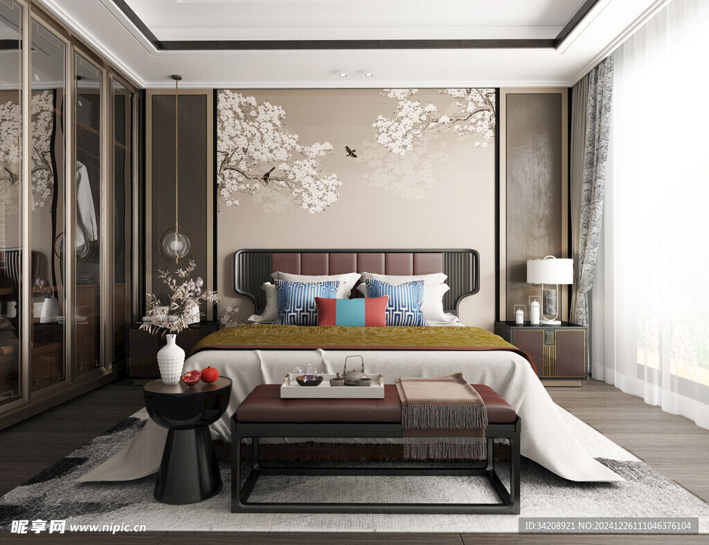 中复古式卧室空间极简现代简约风