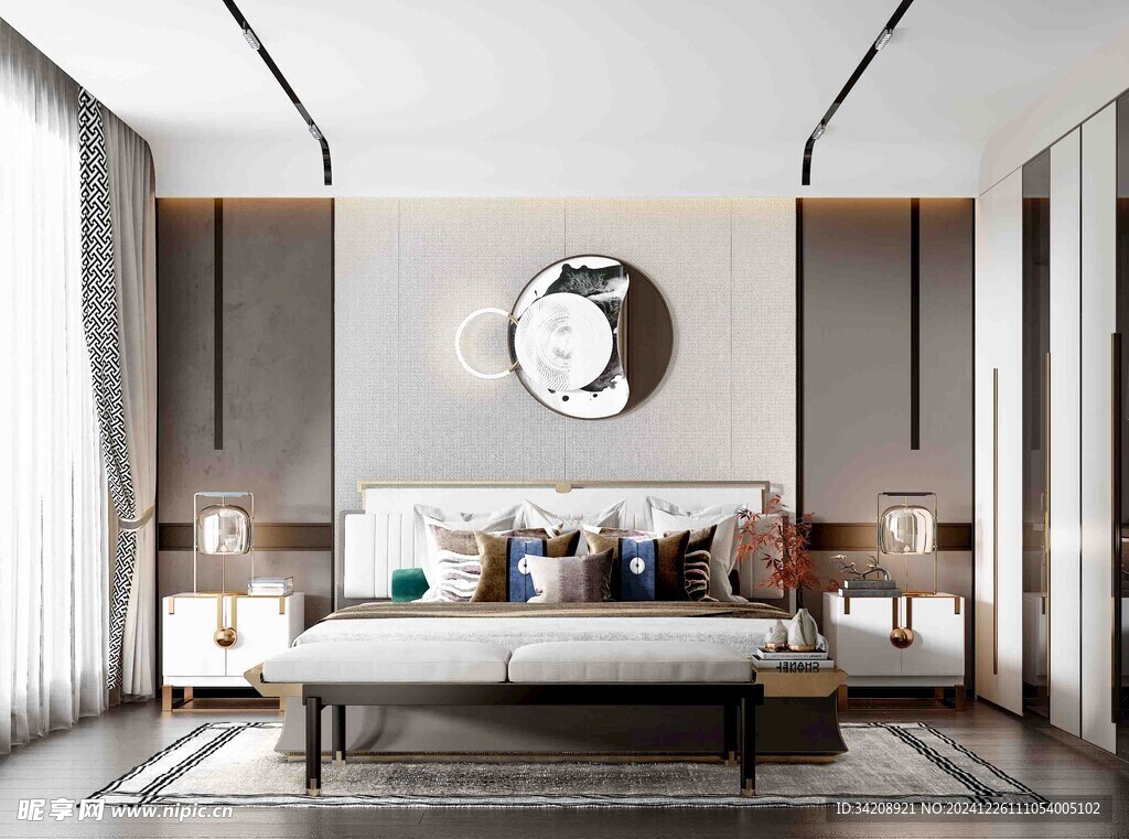 中复古式卧室空间极简现代简约风