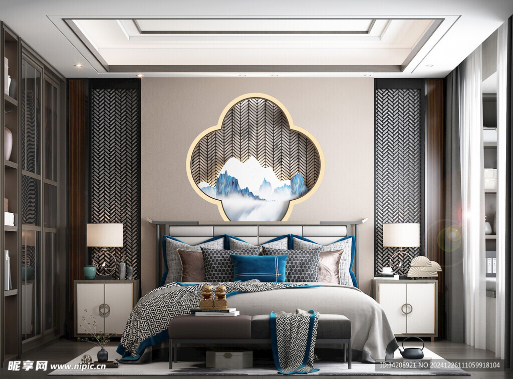 中复古式卧室空间极简现代简约风