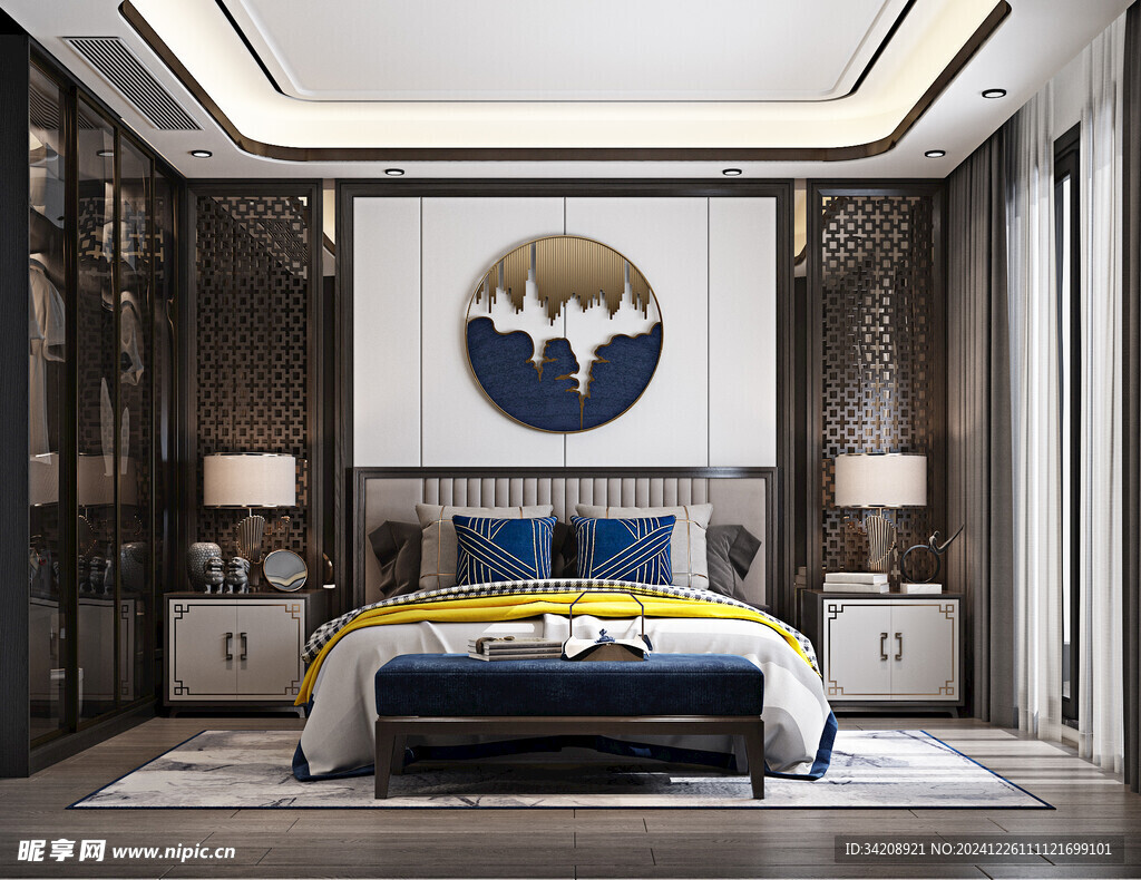 中复古式卧室空间极简现代简约风