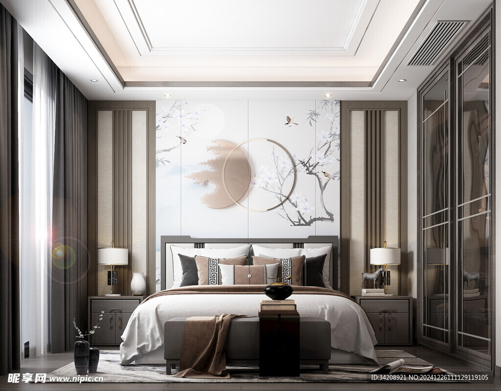 中复古式卧室空间极简现代简约风