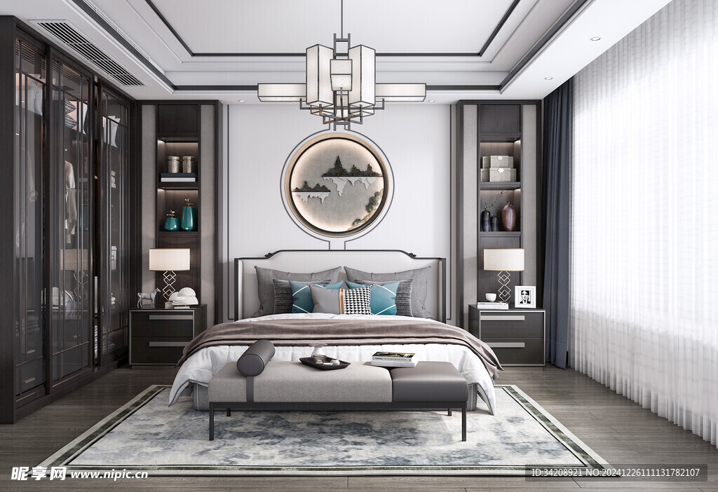 中复古式卧室空间极简现代简约风