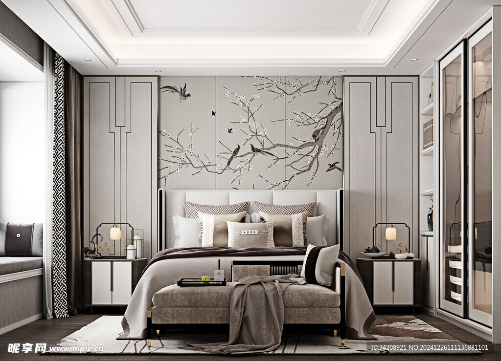 中复古式卧室空间极简现代简约风