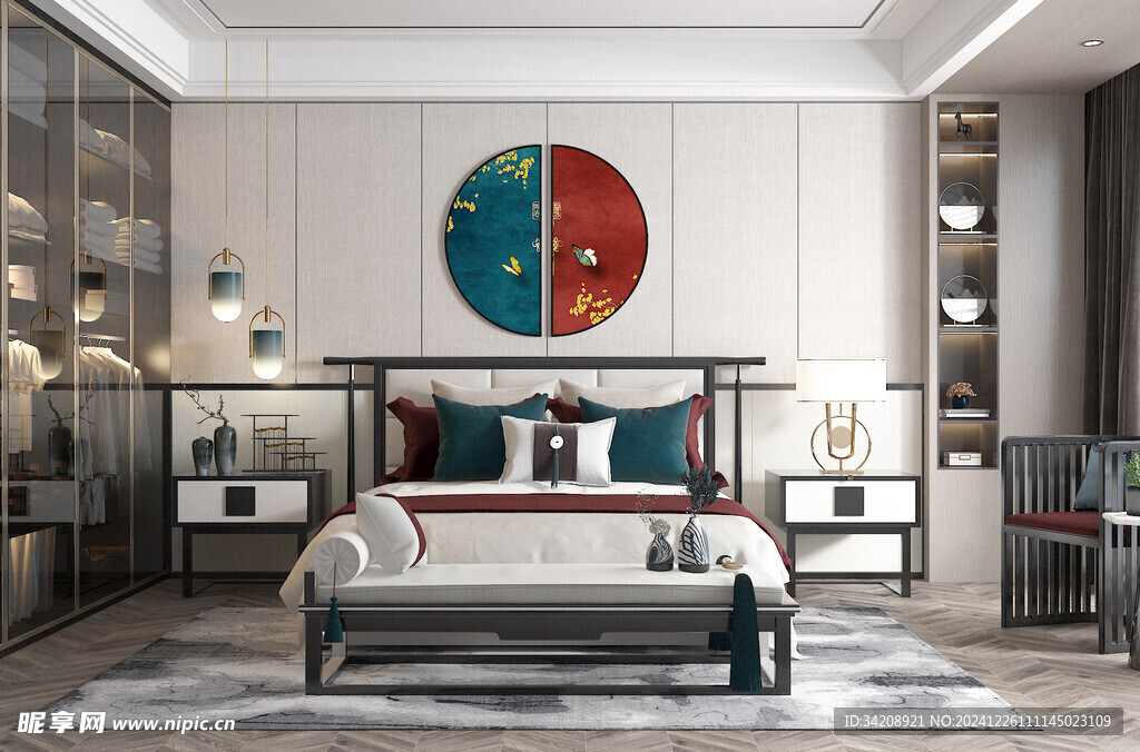 中复古式卧室空间极简现代简约风