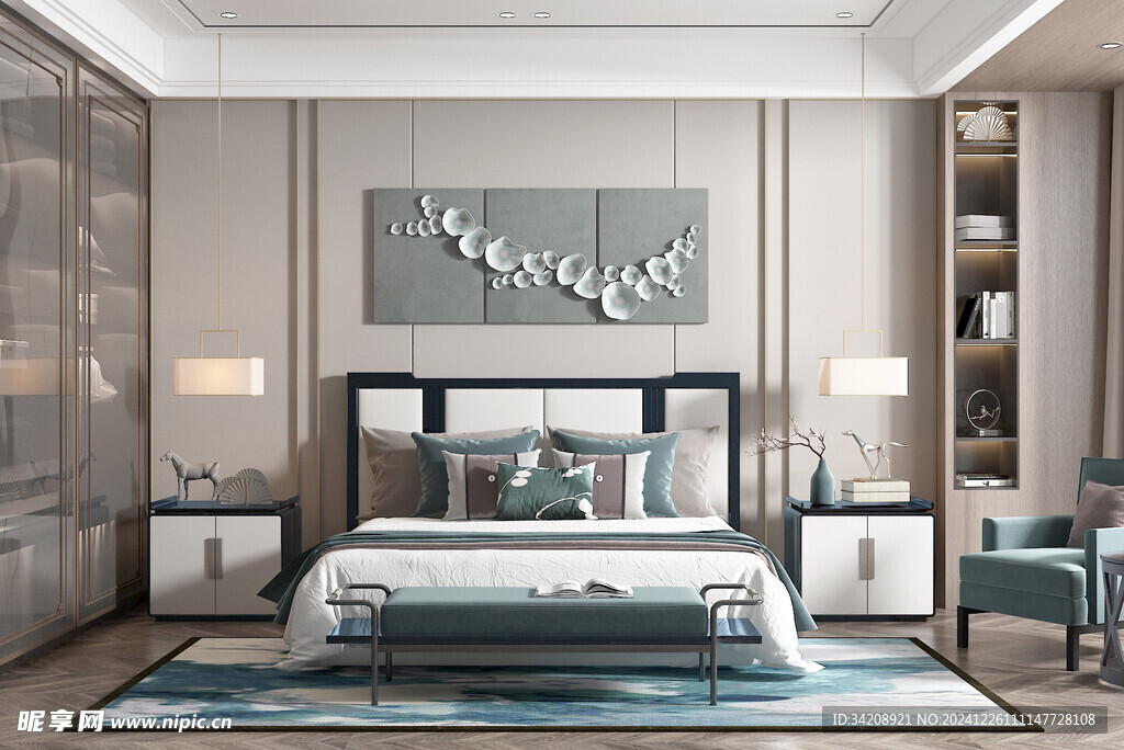 中复古式卧室空间极简现代简约风