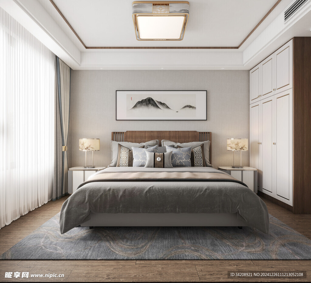 中复古式卧室空间极简现代简约风