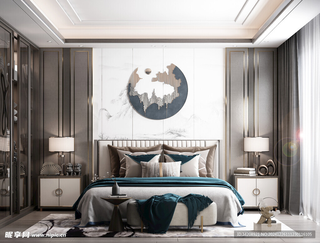 中复古式卧室空间极简现代简约风