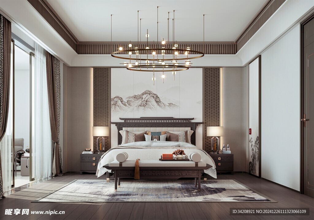 中复古式卧室空间极简现代简约风