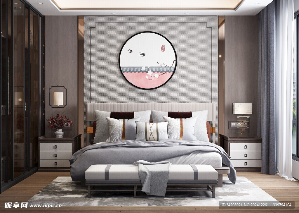 中复古式卧室空间极简现代简约风