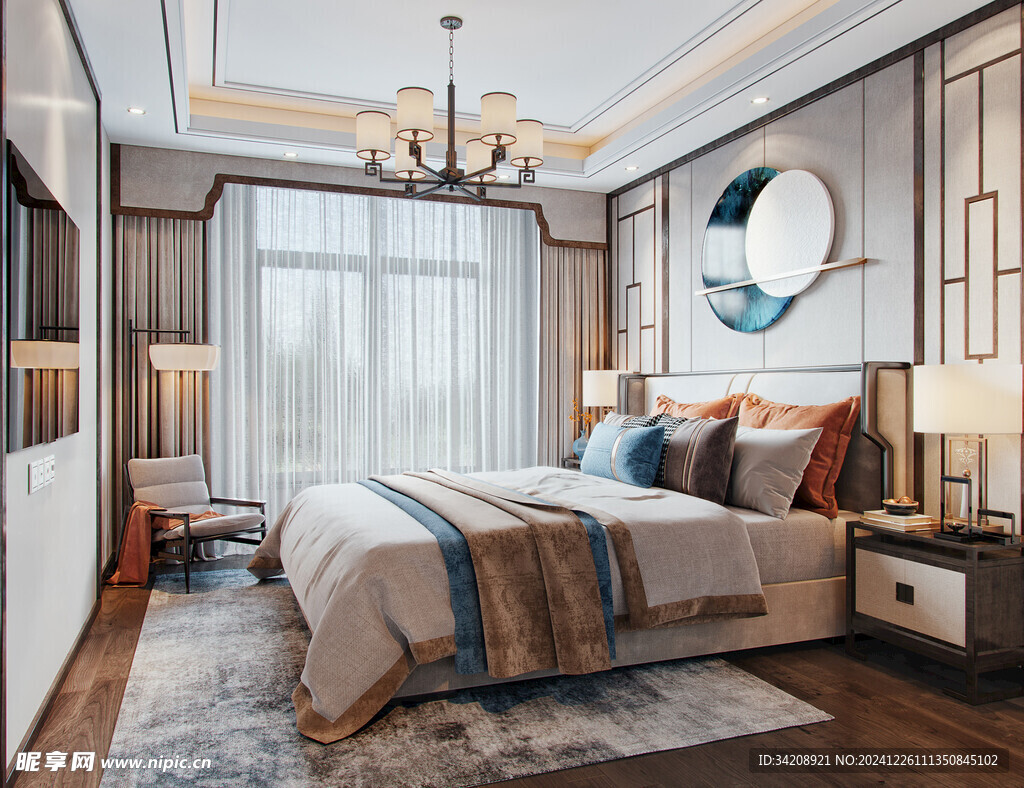 中复古式卧室空间极简现代简约风