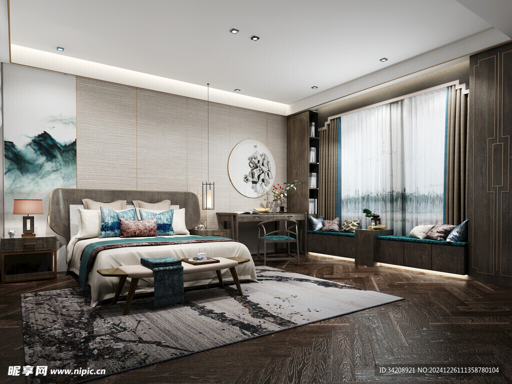 中复古式卧室空间极简现代简约风