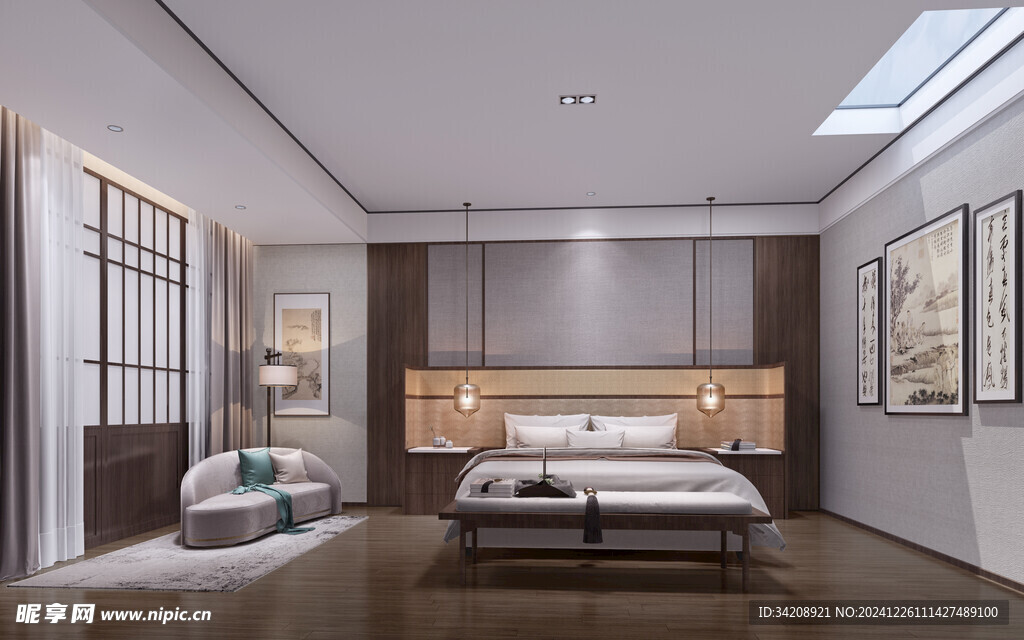 中复古式卧室空间极简现代简约风