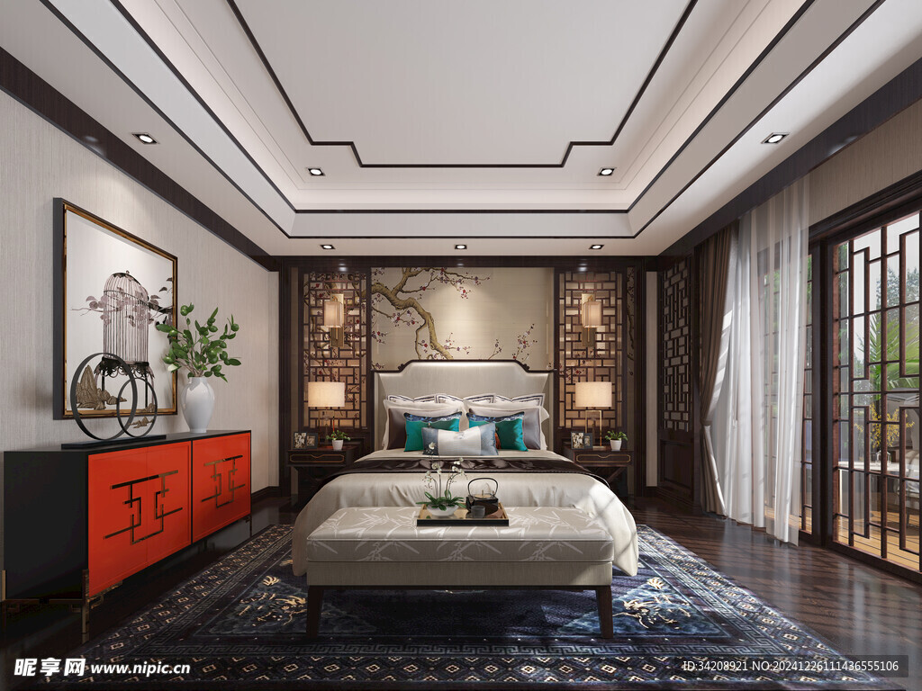 中复古式卧室空间极简现代简约风