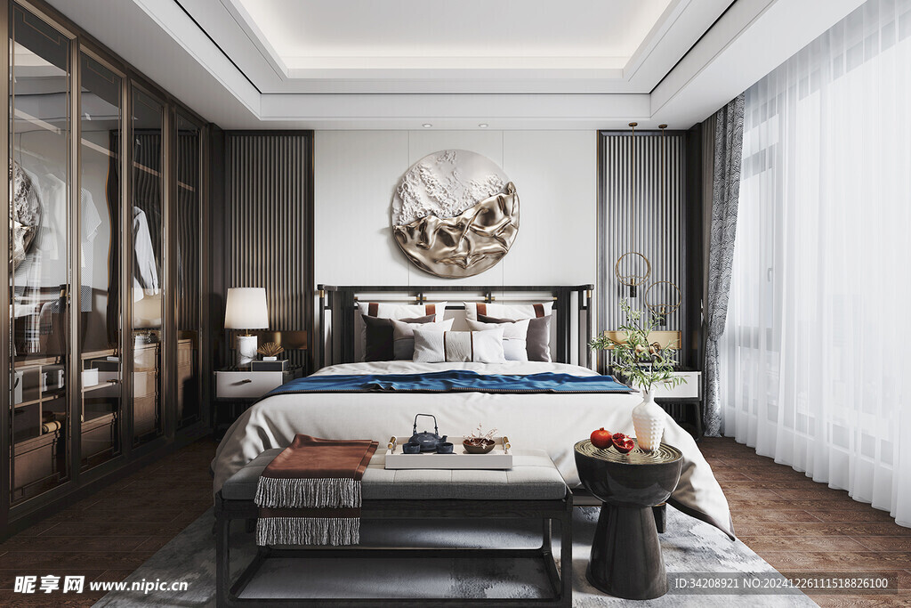 中复古式卧室空间极简现代简约风