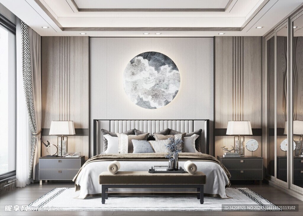 中复古式卧室空间极简现代简约风