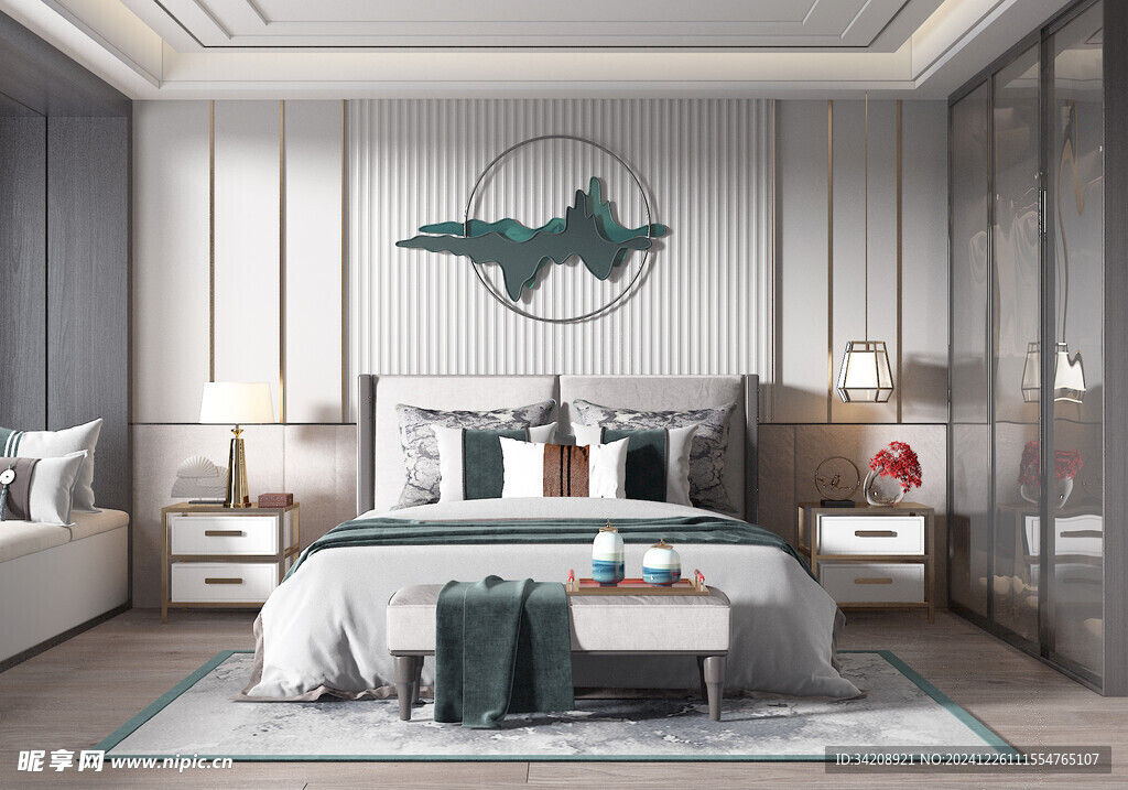 中复古式卧室空间极简现代简约风