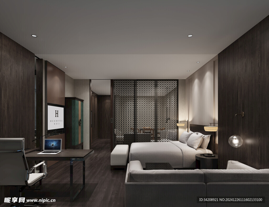 中复古式卧室空间极简现代简约风