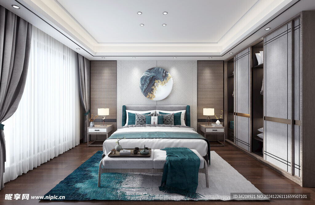 中复古式卧室空间极简现代简约风