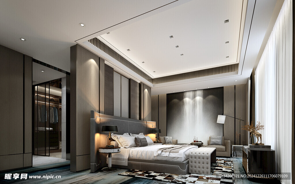 中复古式卧室空间极简现代简约风