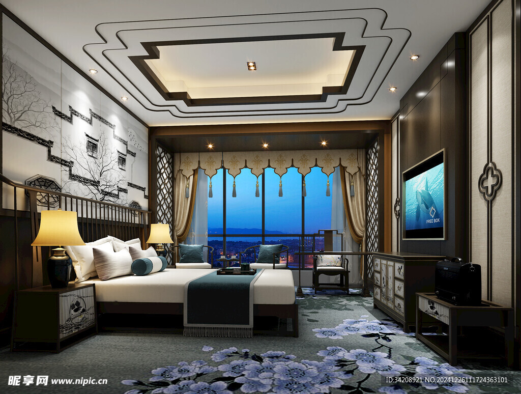 中复古式卧室空间极简现代简约风