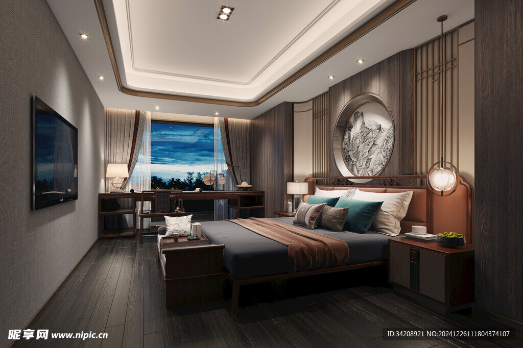 中复古式卧室空间极简现代简约风